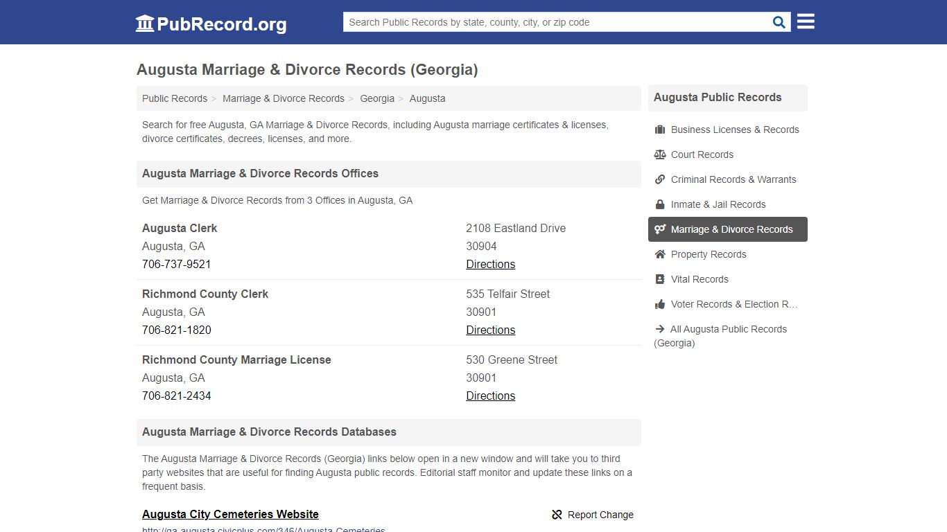 Augusta Marriage & Divorce Records (Georgia) - PubRecord.org