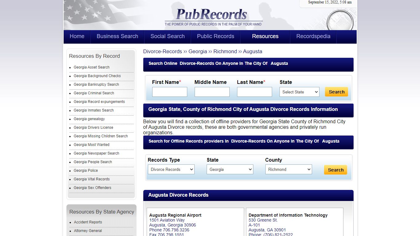 Augusta, Richmond County, Georgia Divorce Records - Pubrecords.com